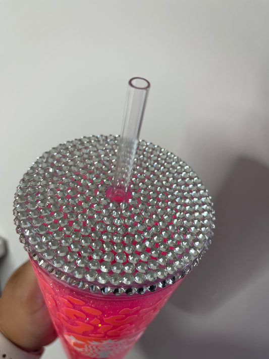Pink Cheetah Snow Globe Tumbler 24 Oz