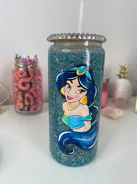 15 Oz Princess Snow Globe Glass Can
