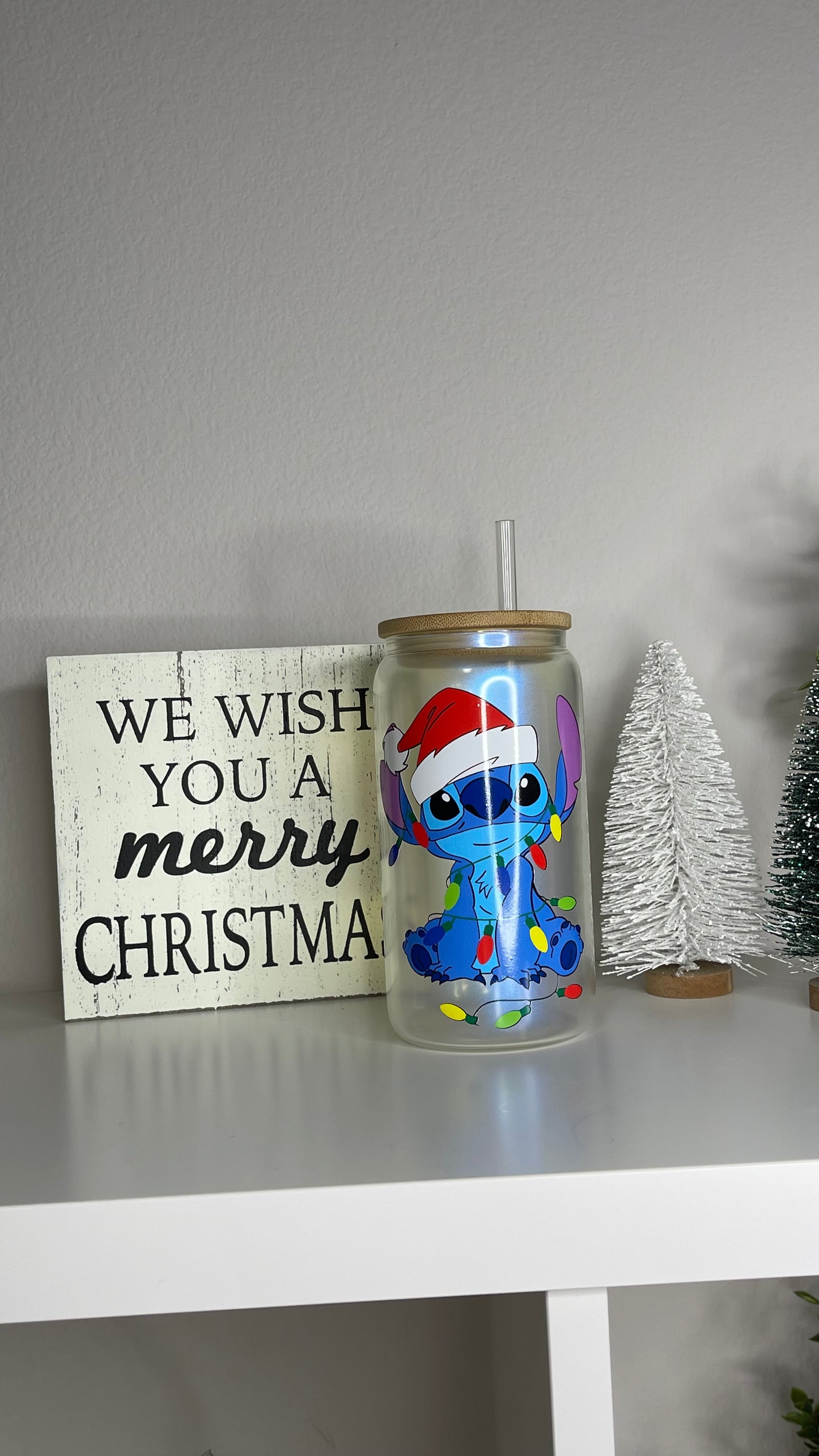 16 Oz Glass Can Iridescent Blue