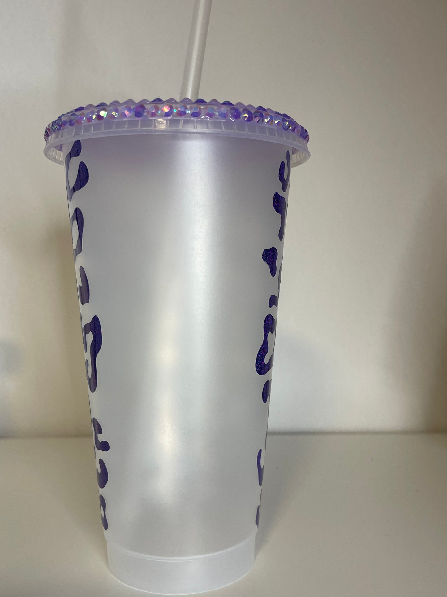 24 Oz Plastic Cold Cup- Cheetah Holo