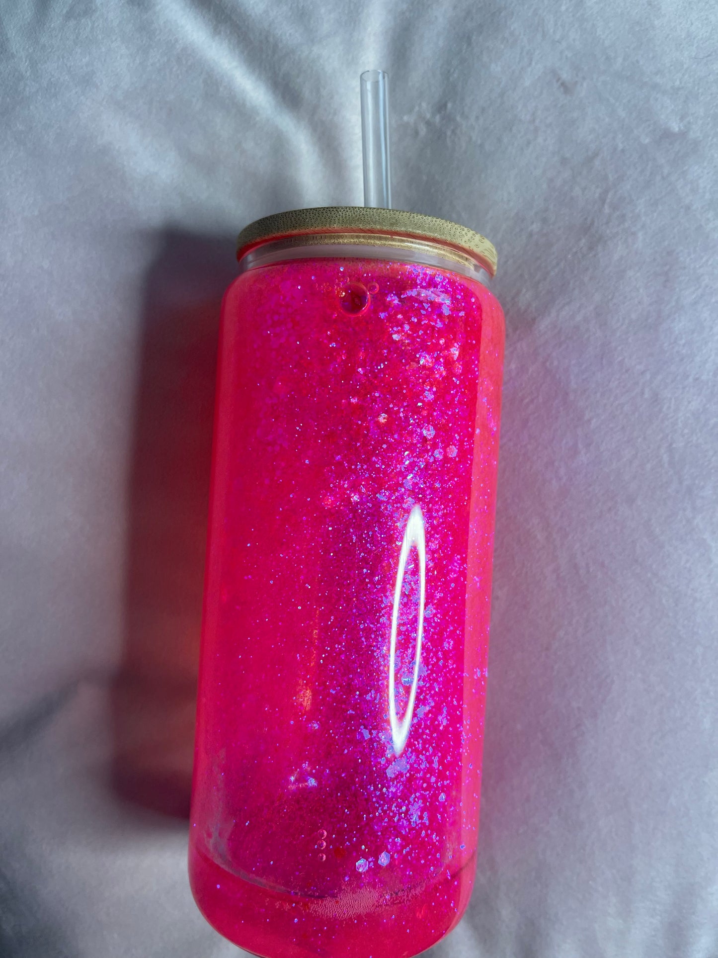 16 Oz Snow Globe Glass Can
