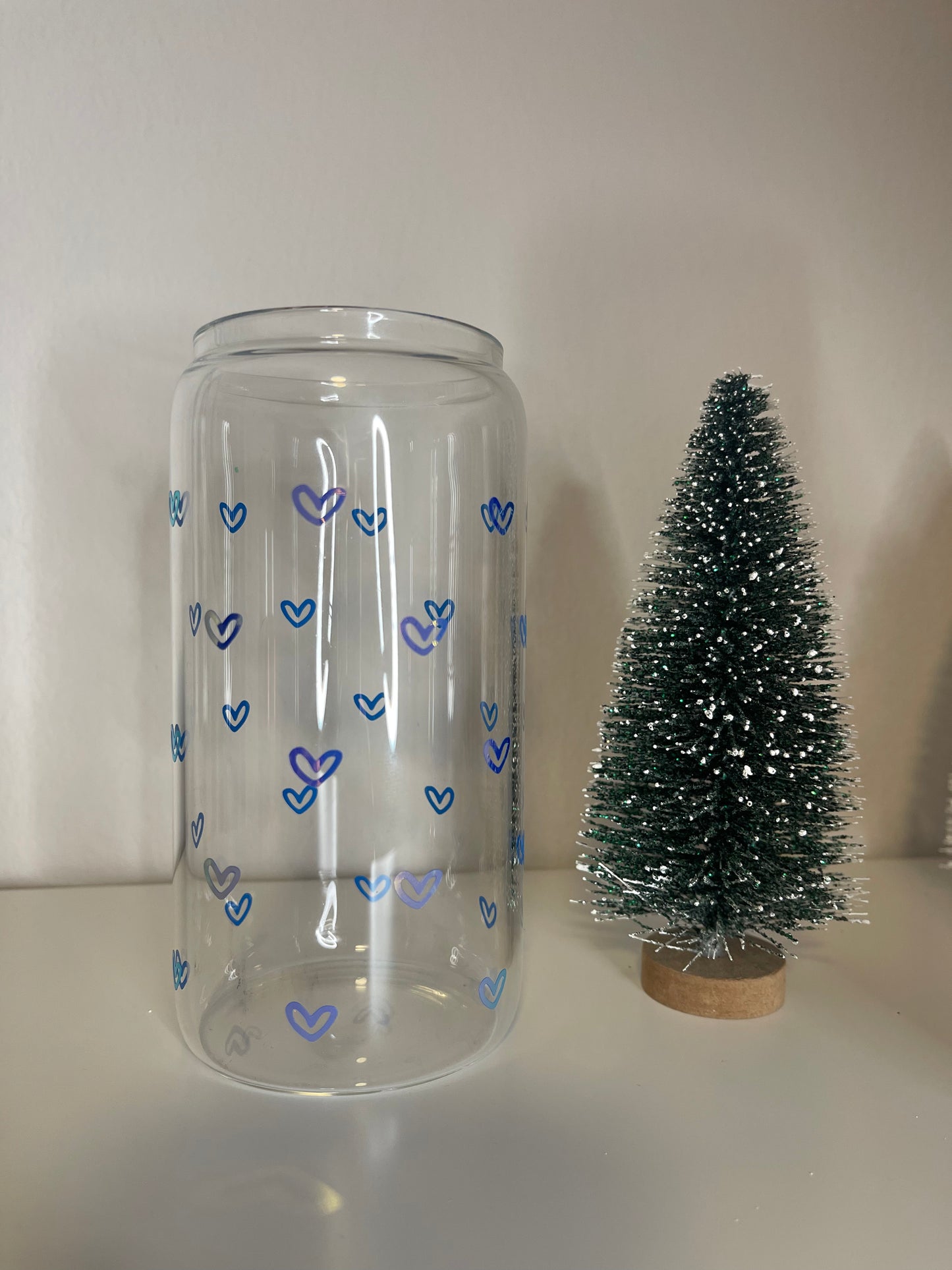 Hearts 16 Oz Glass Can-Ready to ship