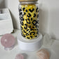 16 Oz Glass Can Cup- Matte Black Cheetah- Ready To Ship