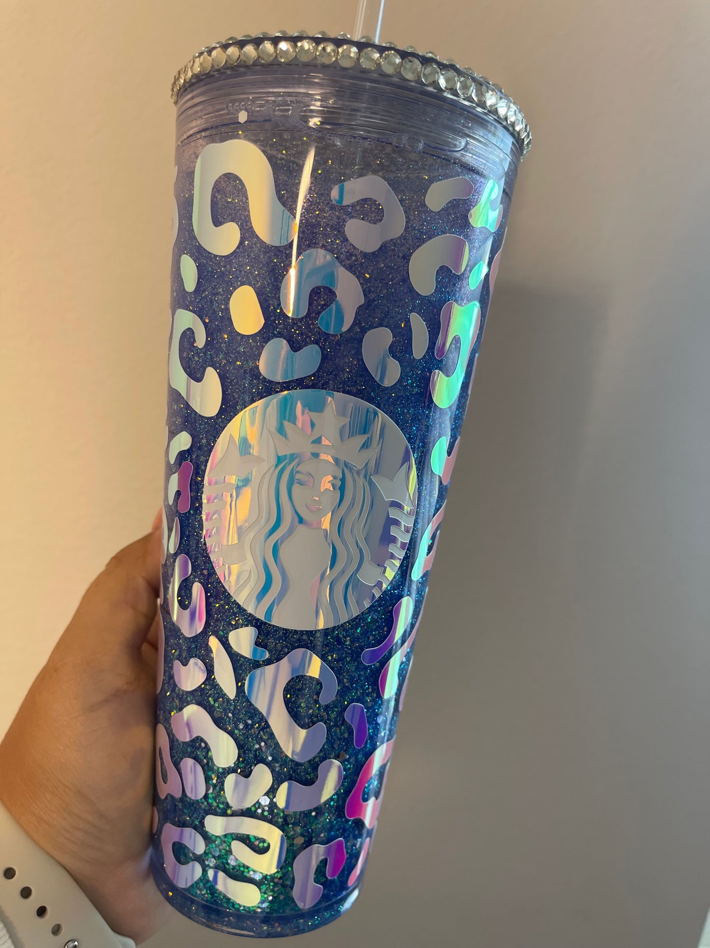 Purple Cheetah 24 Oz Snow Globe Tumbler