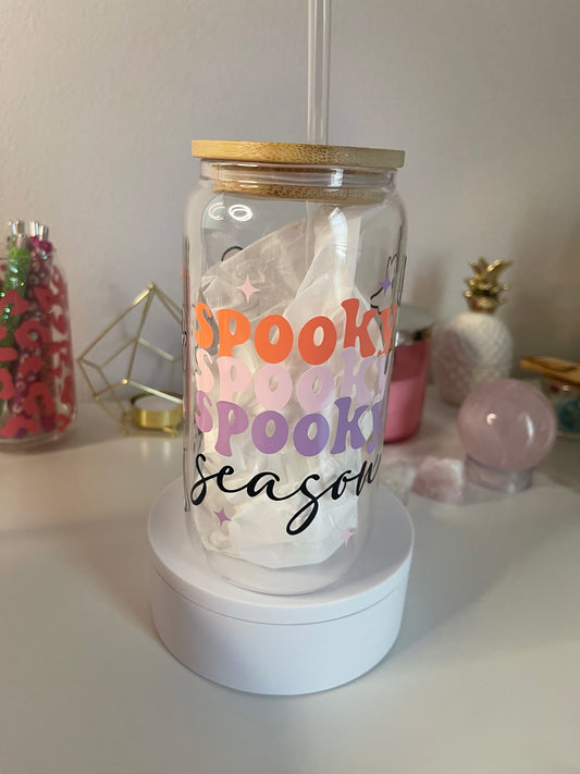 16 Oz Spooky Season Glass Can Cup- Ready To Ship