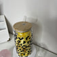 16 Oz Glass Can Cup- Matte Black Cheetah- Ready To Ship